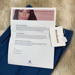 Balenciagia Blue Trouser Pants with Foot Straps, Size 38, New With Tags